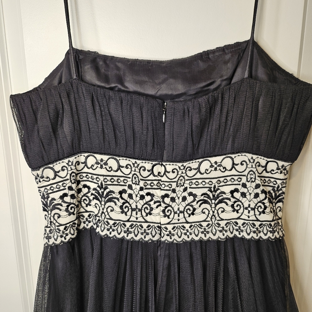 Tess Dress 6 Black Chiffon Lace Waist Cocktail Embroidered Back Zip Garden Party - Picture 5 of 14